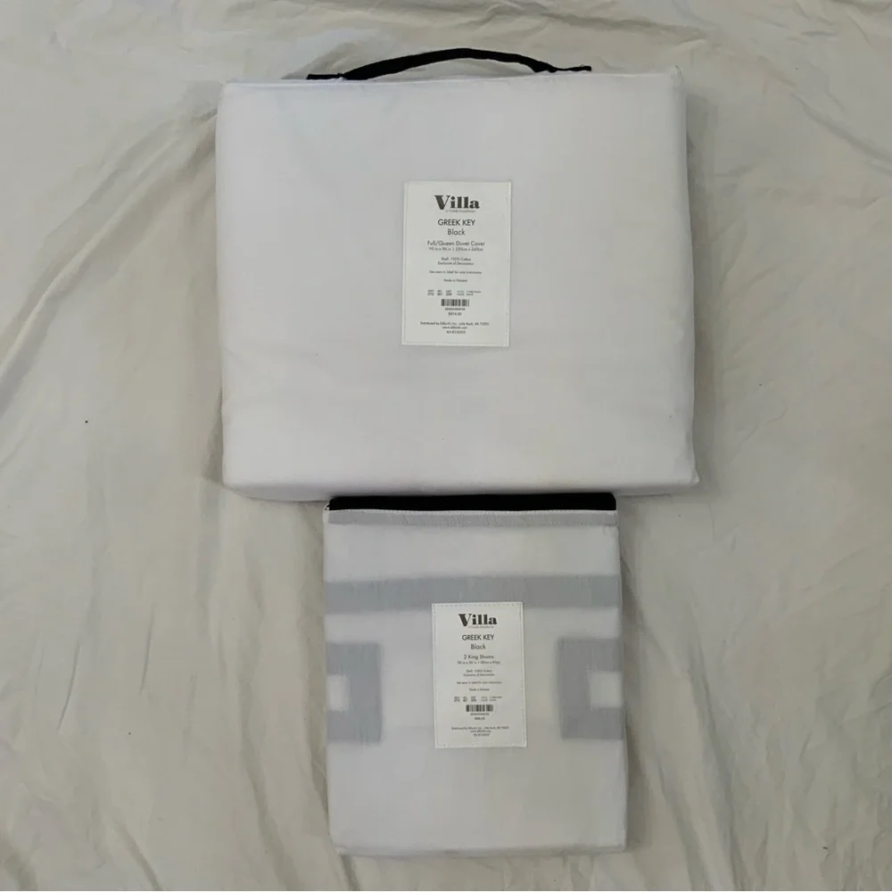 Villa by Noble Excellence Greek Key Full/Queen Duvet Cover With 2 King Shams